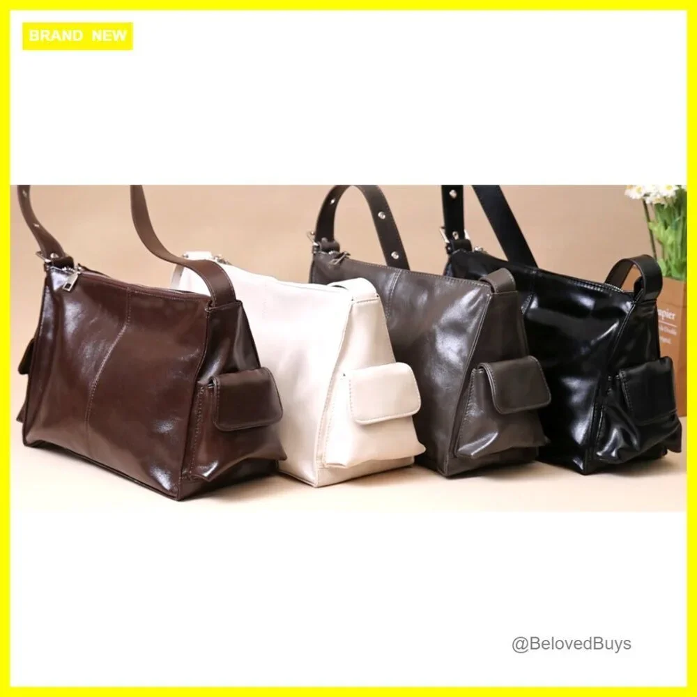 Vegan Leather Hobo Shoulder Bag Adjustable Strap Slouchy Purse